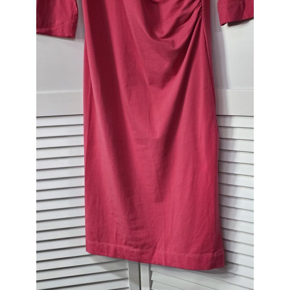 Soft Surrounding Rose Knit 3/4 Slv Faux Wrap Ruched Dressy Casual Dress ST - Picture 5 of 10